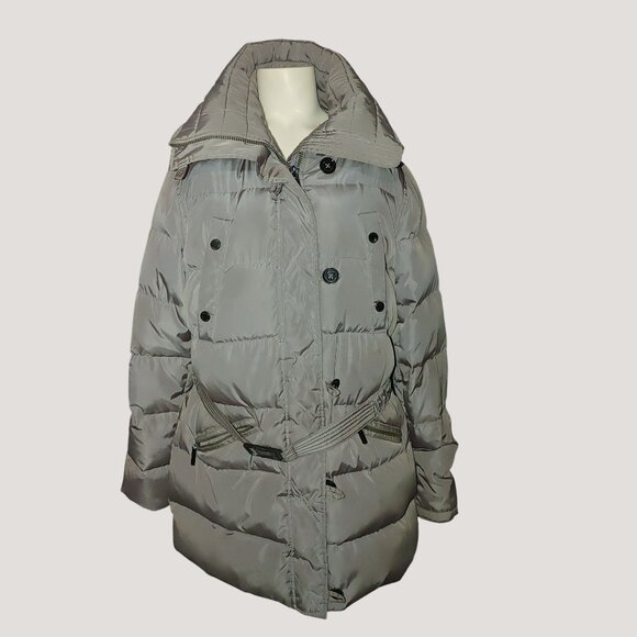 Michael Kors Puffer Coat Size Large Gray Womens Hooded Grey Polyester - Picture 6 of 16